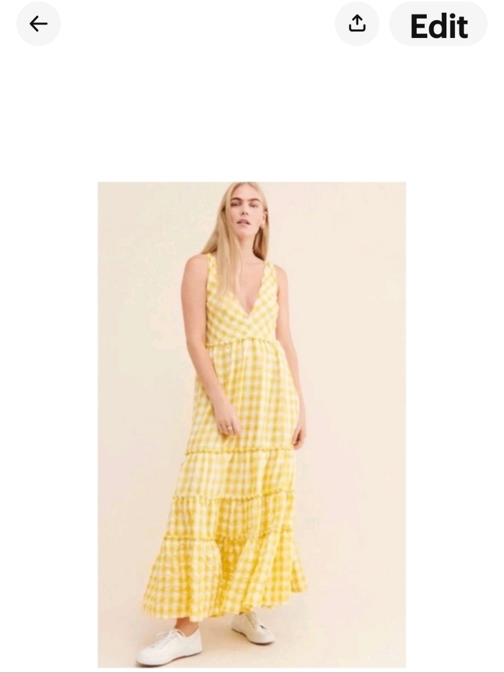 Free People Yellow Gingham Tiered V-Neck Maxi Dress - Picture 14 of 14